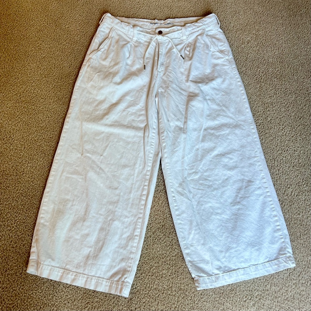 Old Navy Drapey Drawcord Wide Leg Pants in White